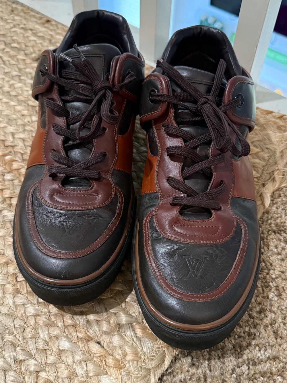 Louis Vuitton Men's Brown and Dark Brown Leather Sneakers